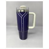 30 oz Baseball Tumbler with Handle and Lid Double