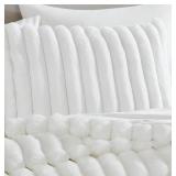 King Size Faux Fur 3-Piece Comforter Set, White,