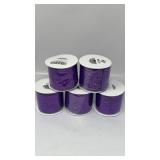 New Lot of 5 MEEDEE Purple Metallic Wired Ribbon