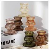WDHODEC Glass Candlestick Holders 12PCS Taper