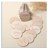 Ylsteed Baby Milestone Cards Wooden Monthly