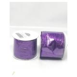 2 pack MEEDEE Purple Metallic Wired Ribbon 2.5