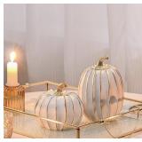 Fall Pumpkin Decor, 2 PCS Resin Thanksgiving Fake