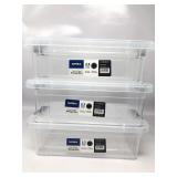 3 clear and sleek storage bins slim and stackable
