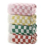 REDKISS Checkered Bath Towels Set - 4 Piece Large