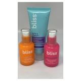 3pc Bliss skincare products, used /opened