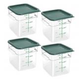4 Pack Food Storage Containers with Green Lids,