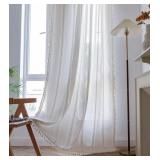 Boho Curtain 84 inches Length for Bedroom,
