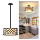 New SGLfarmty 15.7" Black Drum Chandelier,