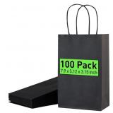 New SUNCOLOR 100 Pack Black Gift Bags | 7.9 x