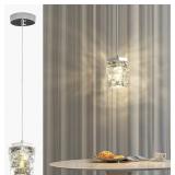 Modern Crystal Pendant Light, 3-Color LED Crystal