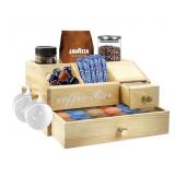 New Coffee Station Organizer - Farmhouse Wood