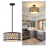 New SGLfarmty 15.7" Black Drum Chandelier,