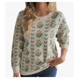 New Saodimallsu Womens Long Sleeve Floral Sweater