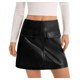 New Yousify Womens Faux Leather Mini Skirts High