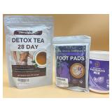 New detox tea, food pads and hydration powder all