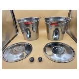 Lot of two Stainless Steel Pickup Bucket Round