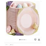 New 100PCS Pink Plastic Bowls - 12 oz Pink Gold