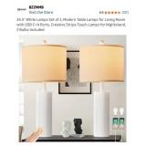 24.5" White Lamps Set of 2, Modern Table Lamps