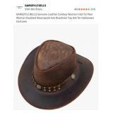 GARGOYLE BELLS Genuine Leather Cowboy Western Hat