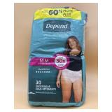 New Depends size medium 30 pack