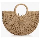 New FENBEN Straw Hobo Bags for Women Round Beach