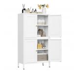 White Storage Cabinet with 4 Doors and 2