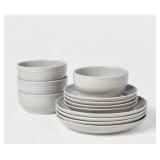 12pc Stoneware Westfield Dinnerware Set Gray -