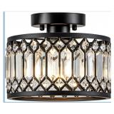New Crystal Ceiling Light, Black Flush Mount