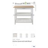 New Casual Home Kitchen Island with Solid Wood,