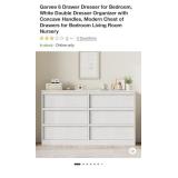 Garvee 6 Drawer Dresser for Bedroom, White Double