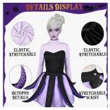 New Ursula Costume Women, 5Pcs Womens Halloween