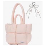 Puffy Quilted Tote bag for women with Cute Bow