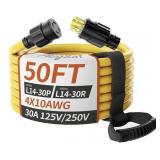 New 50FT 30 Amp Generator Extension Cord 4 Prong,