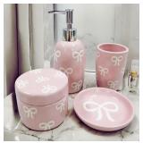 New Bow Bathroom Set, 4 Pcs Ceramic Bathroom