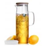 New hjn Glass Water Pitcher with Lid Glass Carafe