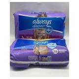 Lot of 2 Always Discreet, Incontinence Underwear,