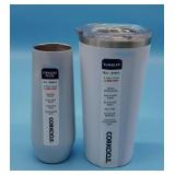 Corkcicle 16oz white tumbler with lid and 7oz
