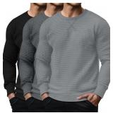 New XL 3 Pack Men's Waffle Long Sleeve Shirts,