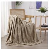 Tan Fleece Throw Blanket 60ï¿½ï¿½80ï¿½ for Couch Sofa