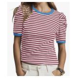 New Size L Tankaneo Womens Short Puff Sleeve Tops