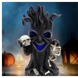 Halloween Tree Statue with Skull Head