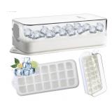 New Ice Cube Tray with Lid and Bin, 21 Pcs Ice