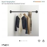 New Hanging Bars 43' Iron Wardrobe Assistant