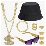 New 11- Pack 80s 90s Hip Hop Costumes Kit for