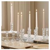 Mumufy 12 Pack Glass Taper Candle Holders Clear