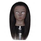 Mannequin Head, Black Skin Straight Hair Head