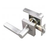 Flat Bar Privacy Door Lever Set - Satin Nickel.