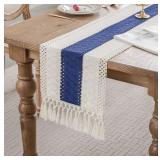 New duduta Navy Blue Macrame Table Runner 48