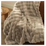 Bedsure GentleSoft Fluffy Fuzzy Beige Throw
